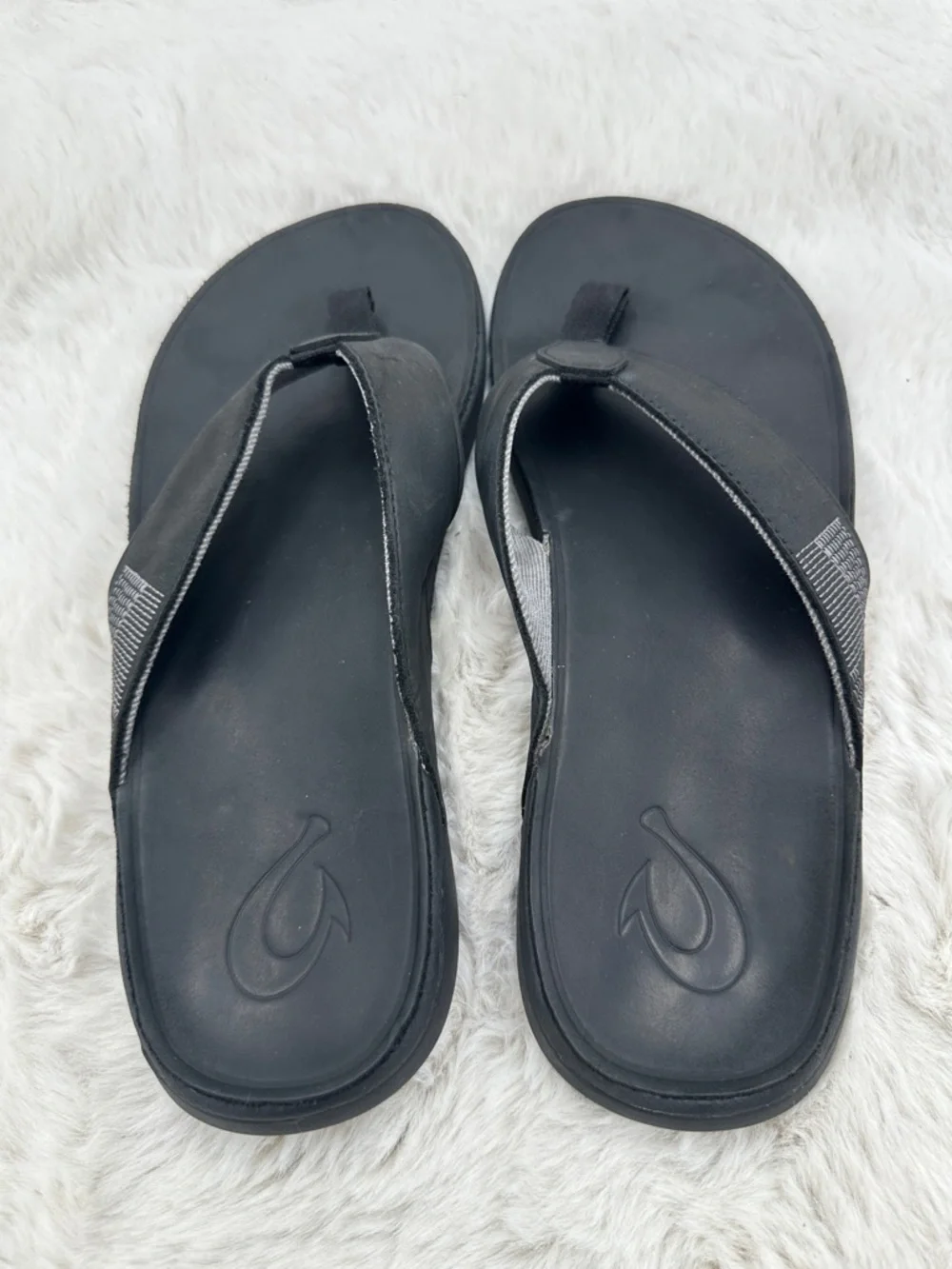 OluKai Tuahine Men’s Waterproof‎ Leather Sandals black men’s flip flops Size 13
